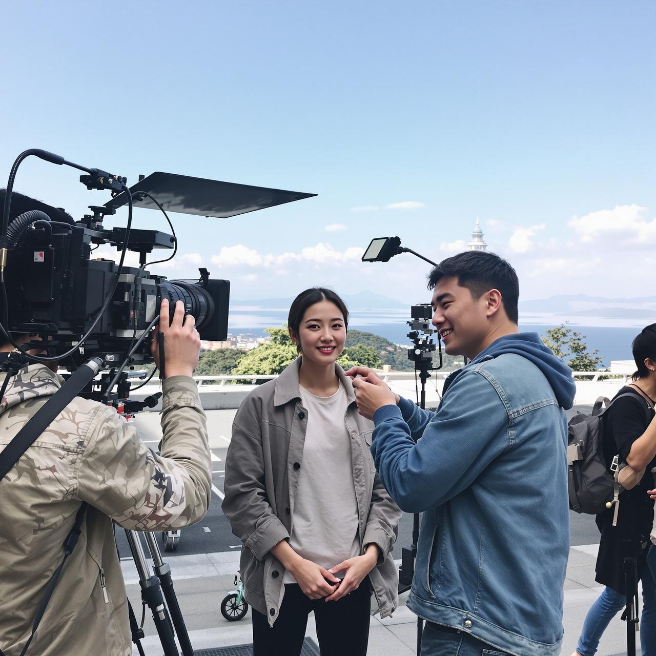 QQ吃瓜群 - 某演员拍戏路透图集：素颜状态获赞无数